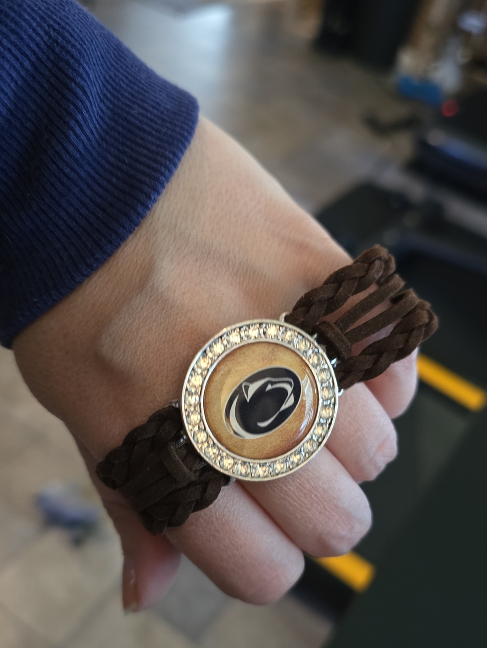 Penn State Nittany Lions Braided Leather Rhinestone Bracelet